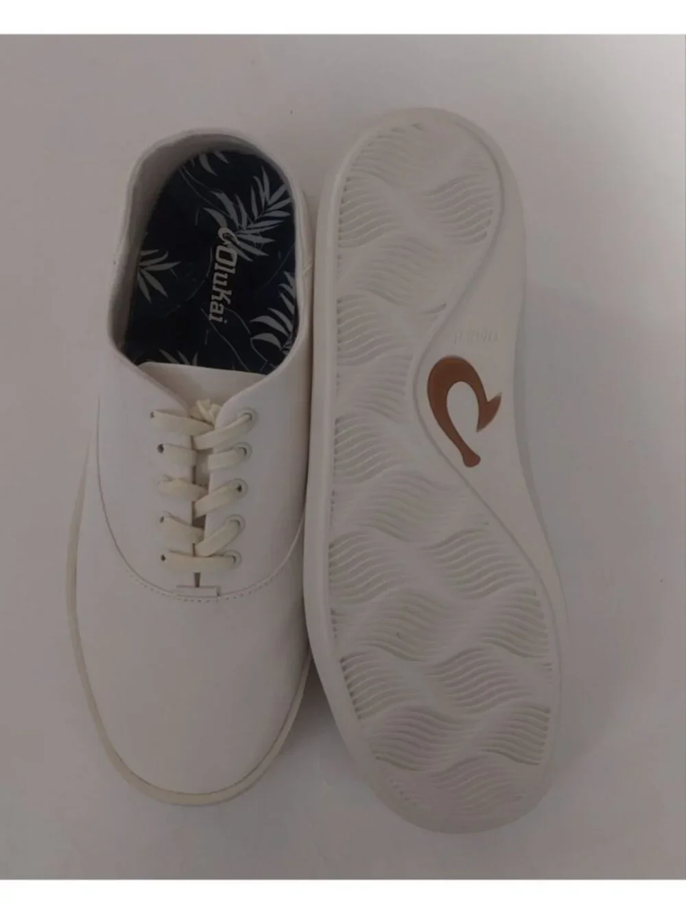 Olukai Tradewind Shoes Mens Size 11 Casual Lace Up Boat Beach Sneakers Off White